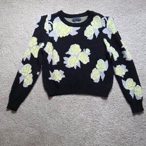 Gracia Floral Patterned Black Women's Sweater